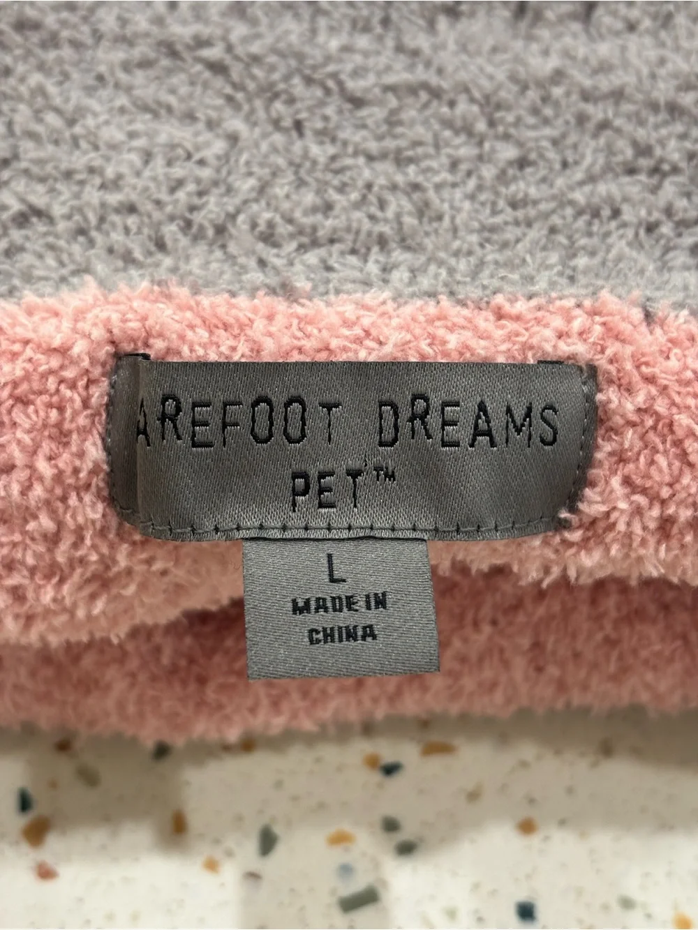 Barefoot Dreams Gray Fuzzy Dog Sweater with Pink Hearts